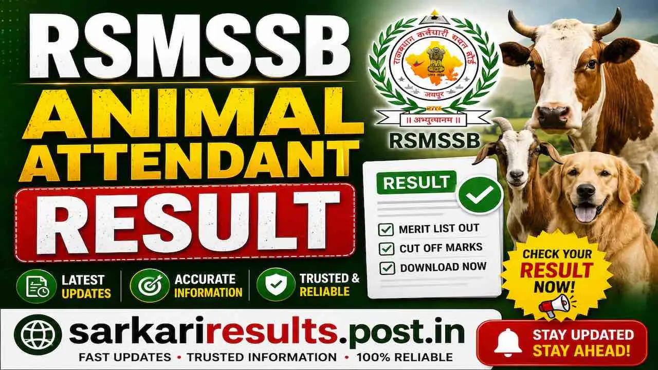 RSMSSB Animal Attendant Result