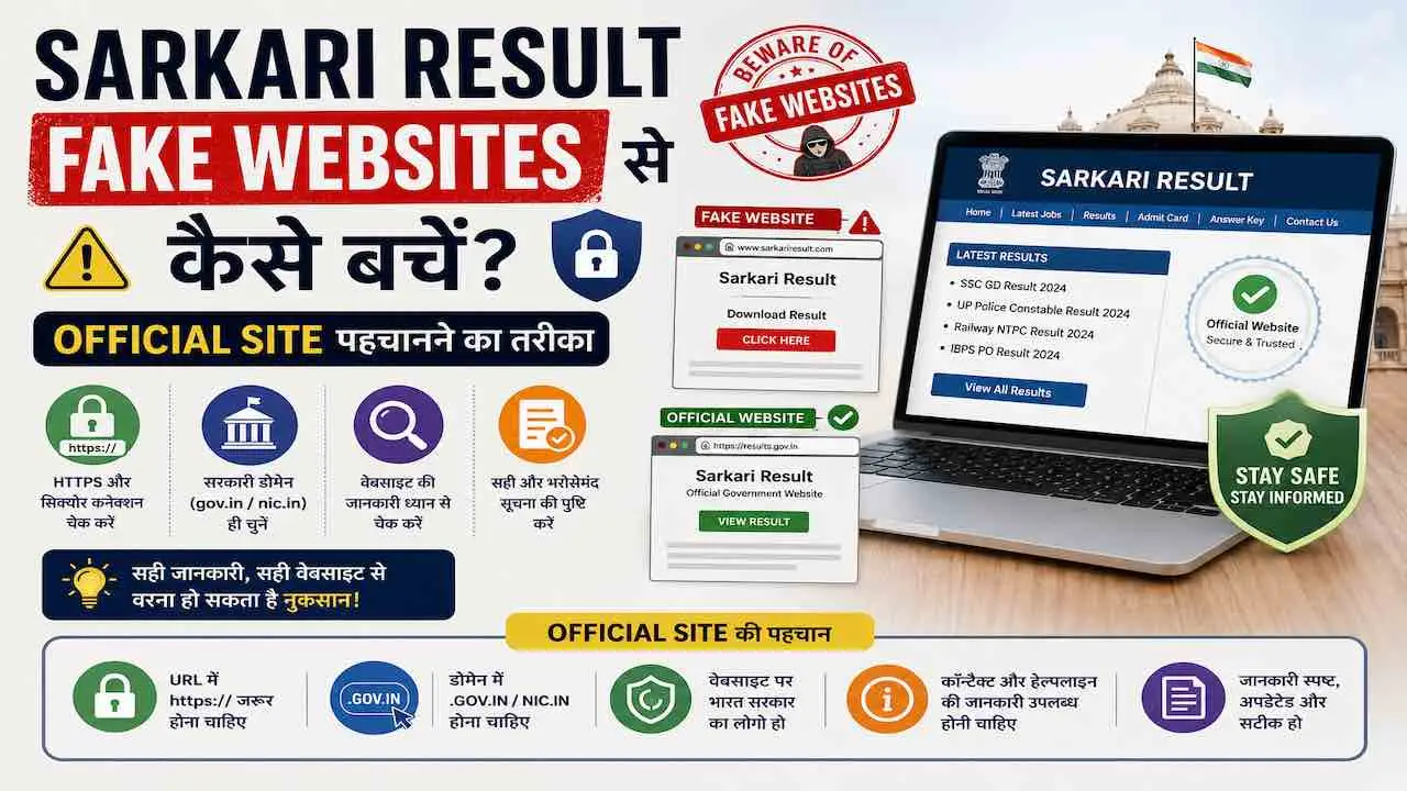 Sarkari Result Fake Websites Se Kaise Bache Official Site Pahchanne Ka Tarika